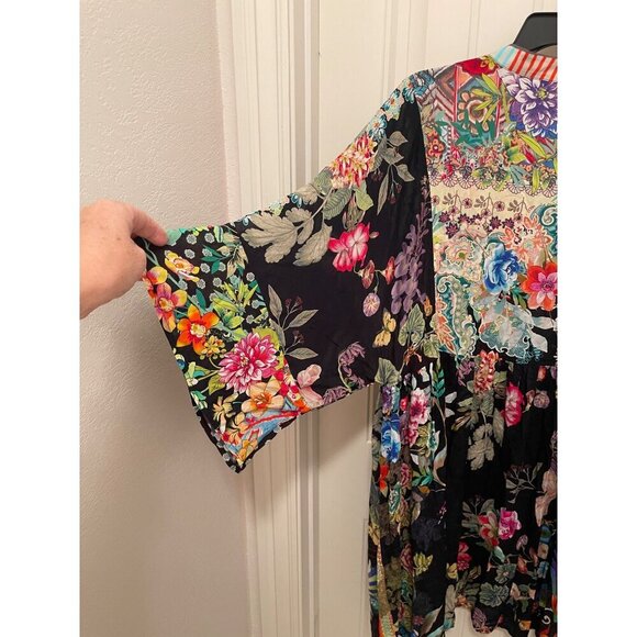 Johnny Was Floral Kimono Dress With Tassel Tie Womens Boho Style Women’s Sz L wi - Picture 7 of 16